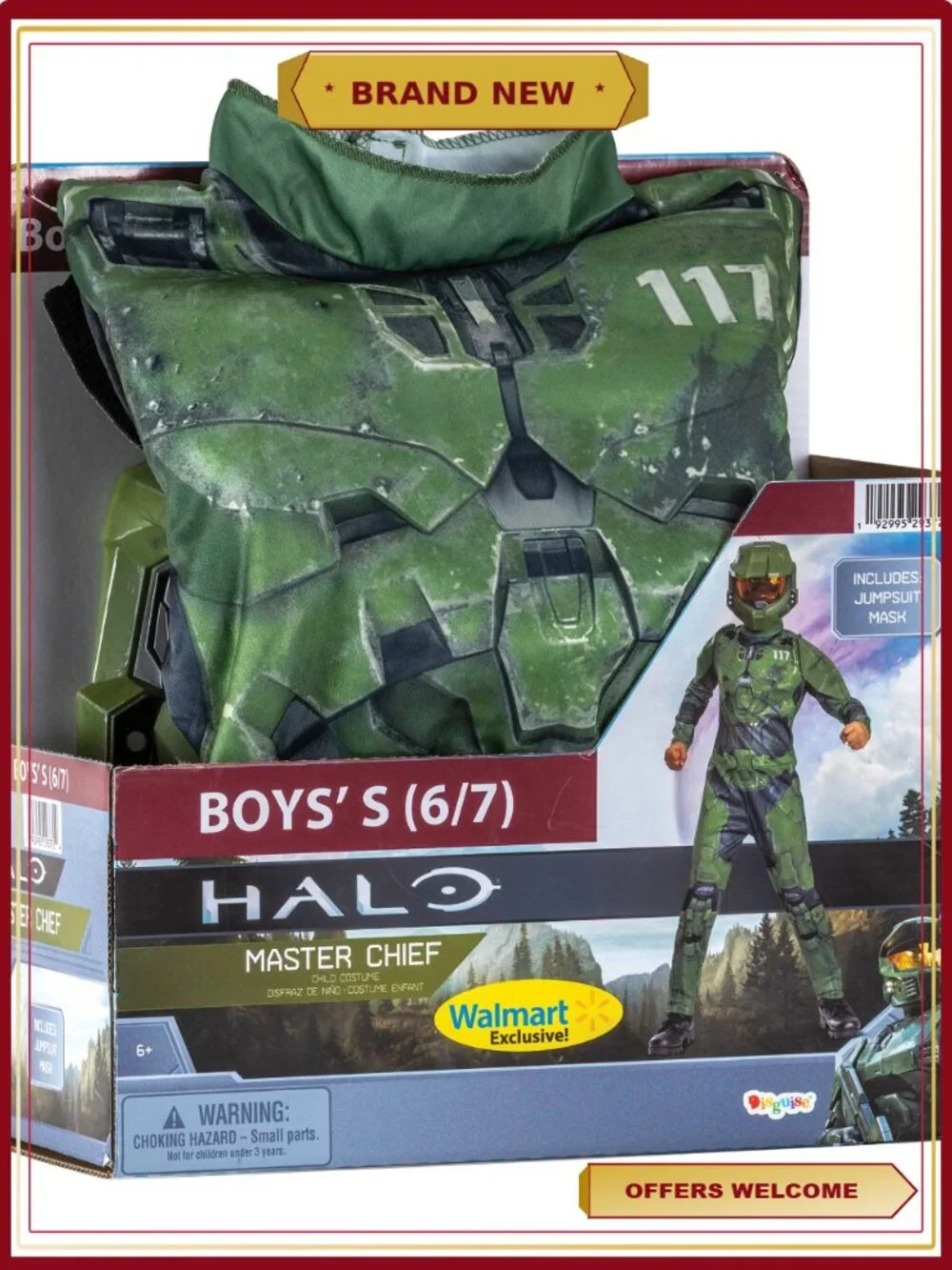 Halo Master Chief Boys Costume Jumpsuit with Mask Size S